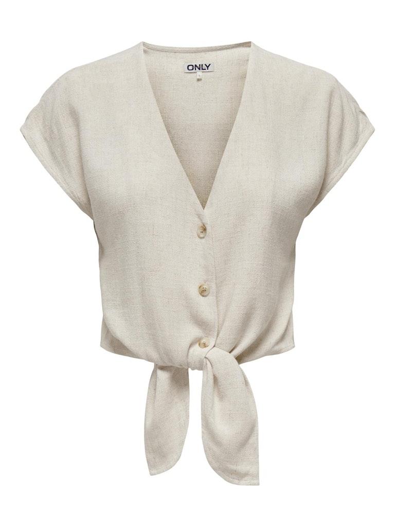 ONLY ONLSIESTA SS KNOT LIN BL SHIRT PNT NOOS Dames Blouse - Maat XL