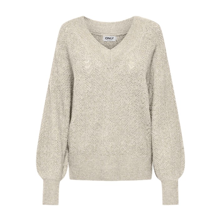 Only ONLLUCILLA LS GLITTER V-NECK KNT Birch/Gold Glitter | Freewear ONLLUCILLA LS GLITTER V-NECK KNT - www.freewear.nl - Freewear