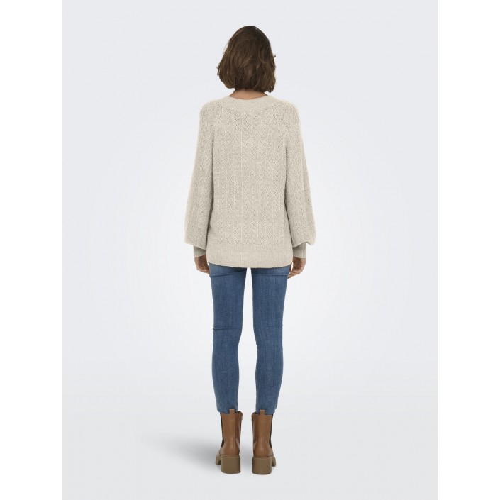 Only ONLLUCILLA LS GLITTER V-NECK KNT Birch/Gold Glitter | Freewear ONLLUCILLA LS GLITTER V-NECK KNT - www.freewear.nl - Freewear
