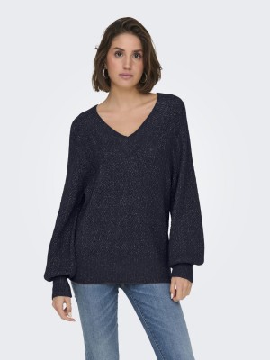 Only ONLLUCILLA LS GLITTER V-NECK KNT Night Sky/DTM Glitter | Freewear ONLLUCILLA LS GLITTER V-NECK KNT - www.freewear.nl - Freewear