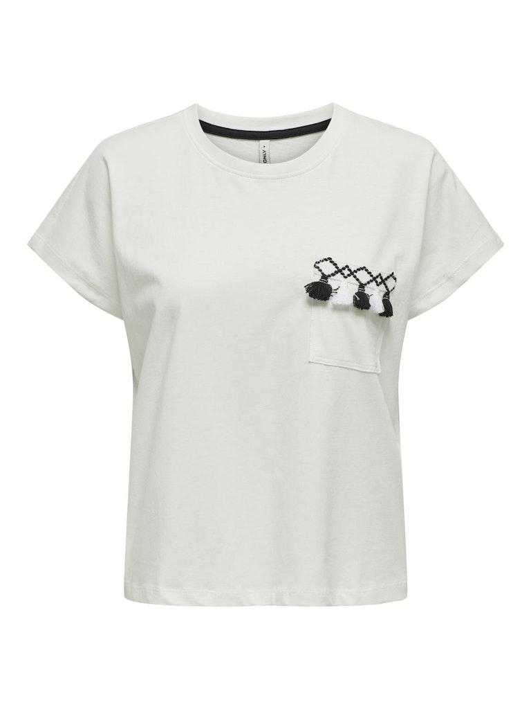 Only T-shirt Onljill Life S/s Top Box Jrs 15324337 Cloud Dancer/summer Poc Dames Maat - L