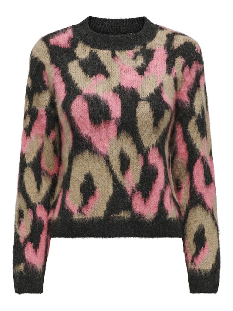Only Trui Onlwild L/s Jq O-neck Knt 15324461 Pirate Black/salmon Ros Dames Maat - XL