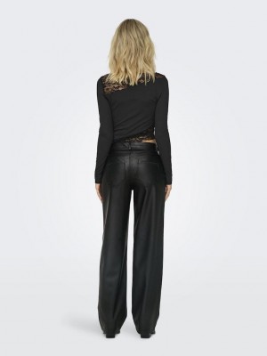 Only ONLKIRI HW STR FAUX LEATHER PNT Black | Freewear ONLKIRI HW STR FAUX LEATHER PNT - www.freewear.nl - Freewear