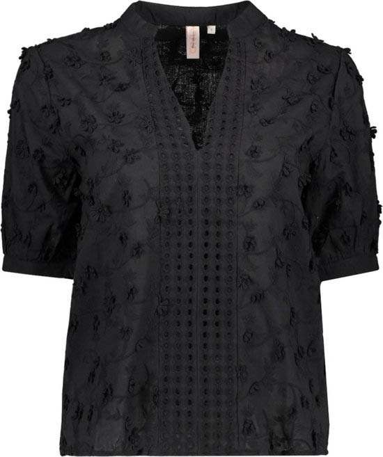 Only Blouse Onlalice Emb Ss Shirt Wvn Cs 15324923 Black Dames Maat - S