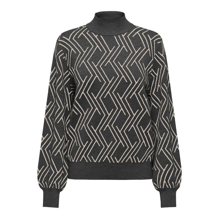 Only ONLANNY LS JQ O-NECK KNT Dark Grey Melange/Whitecap Gray | Freewear ONLANNY LS JQ O-NECK KNT - www.freewear.nl - Freewear