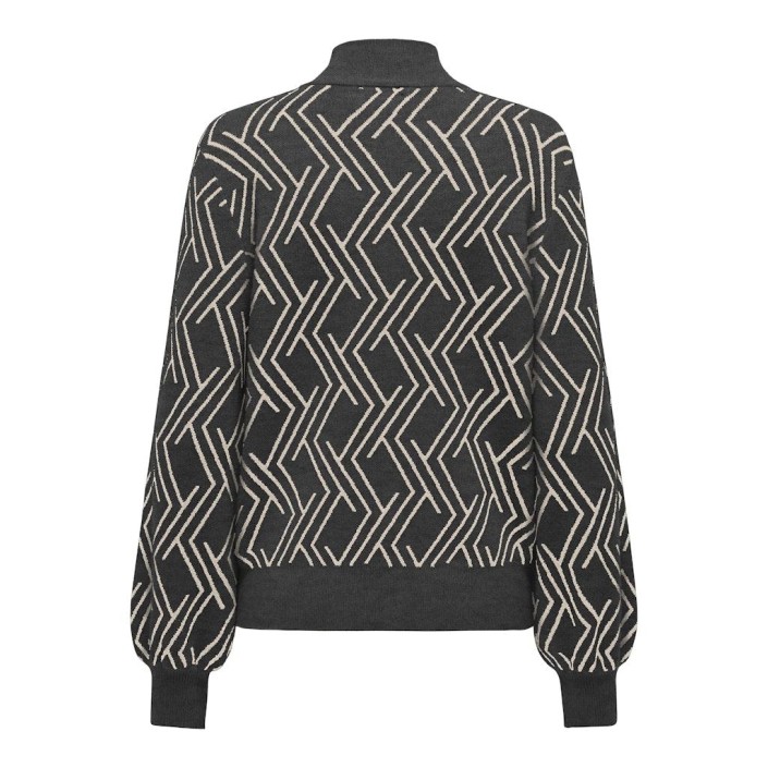 Only ONLANNY LS JQ O-NECK KNT Dark Grey Melange/Whitecap Gray | Freewear ONLANNY LS JQ O-NECK KNT - www.freewear.nl - Freewear