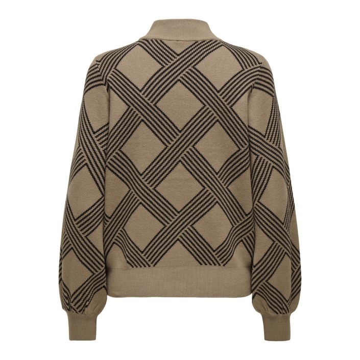 Only ONLANNY LS JQ O-NECK KNT Cocoa CrÃ©me/Black Weave | Freewear ONLANNY LS JQ O-NECK KNT - www.freewear.nl - Freewear