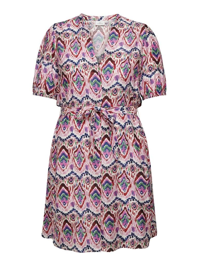 ONLY CARMAKOMA CARMENLIE 2/4 PUFF V-NECK DRESS WVN Dames Jurk - Maat 52