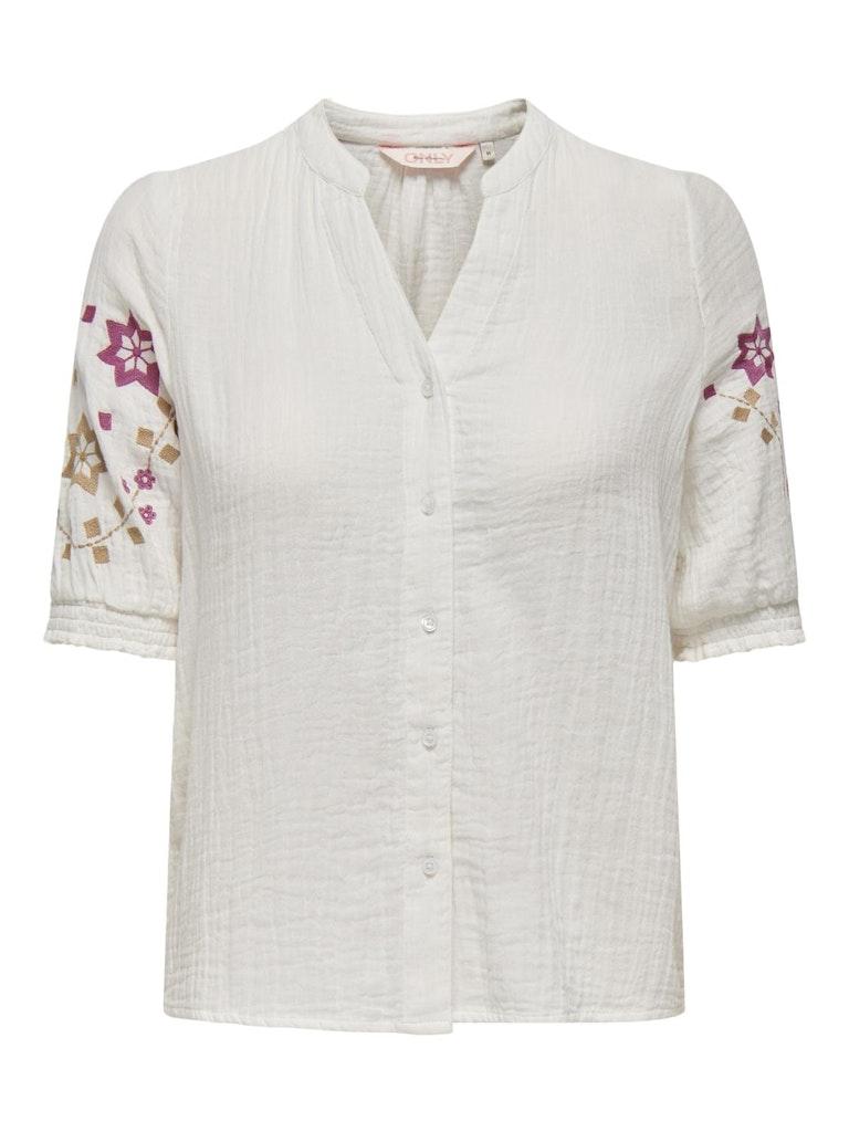 Only Onlthyra Life Ss V-neck Shirt Wvn C: