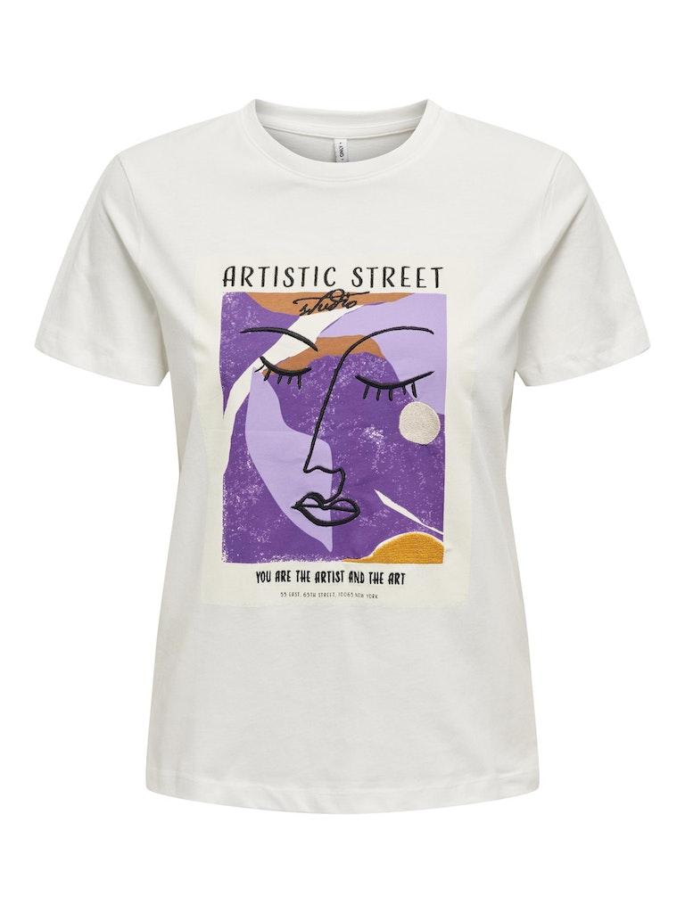 Only T-shirt Onlcamilla S/s Art Top Box Cs Jrs 15328131 Cloud Dancer/ Artistic Dames Maat - XXL