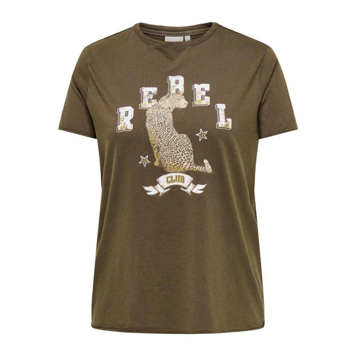 Carmakoma CARMIKO LIFE WASHED SS REG TEE JRS Chocolate Martini/REBEL LEOPARD- | Freewear CARMIKO LIFE WASHED SS REG TEE JRS - www.freewear.nl - Freewear