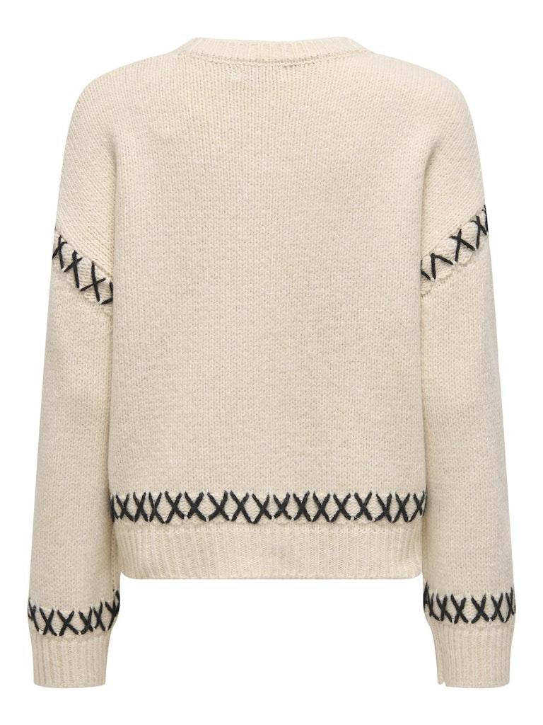 ONLY - ONLAMANDA LIFE LS O-NECK DETAIL KNT - 15330089 - Whitecap Gray