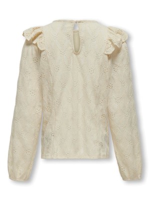 Only KOGGRACE L/S RUFFLE O-NECK TOP JRS Ecru | Freewear KOGGRACE L/S RUFFLE O-NECK TOP JRS - www.freewear.nl - Freewear
