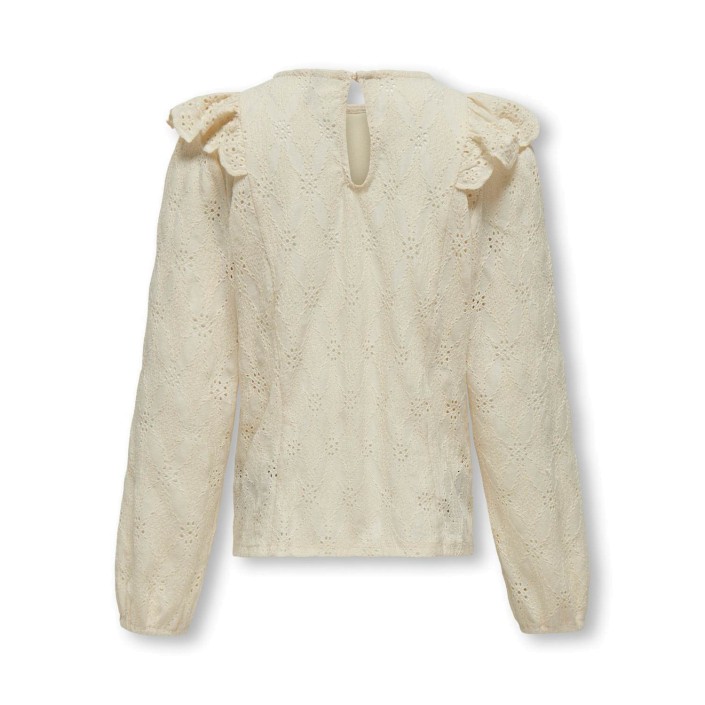 Only KOGGRACE L/S RUFFLE O-NECK TOP JRS Ecru | Freewear KOGGRACE L/S RUFFLE O-NECK TOP JRS - www.freewear.nl - Freewear