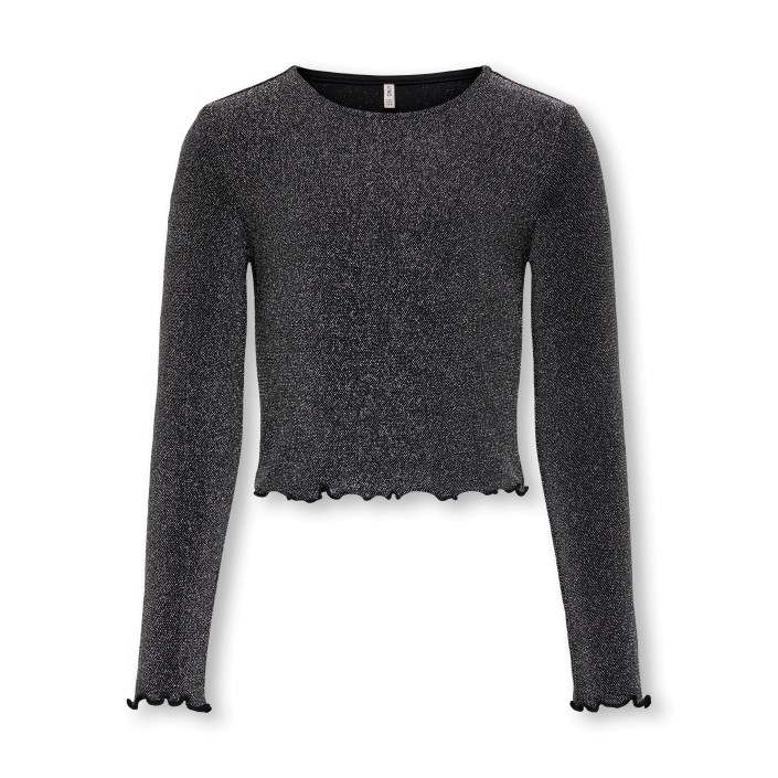 Only KOGQUEEN L/S GLITTER TOP BF JRS Black/W. Silver | Freewear KOGQUEEN L/S GLITTER TOP BF JRS - www.freewear.nl - Freewear