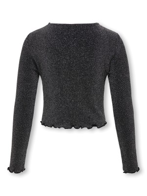 Only KOGQUEEN L/S GLITTER TOP BF JRS Black/W. Silver | Freewear KOGQUEEN L/S GLITTER TOP BF JRS - www.freewear.nl - Freewear