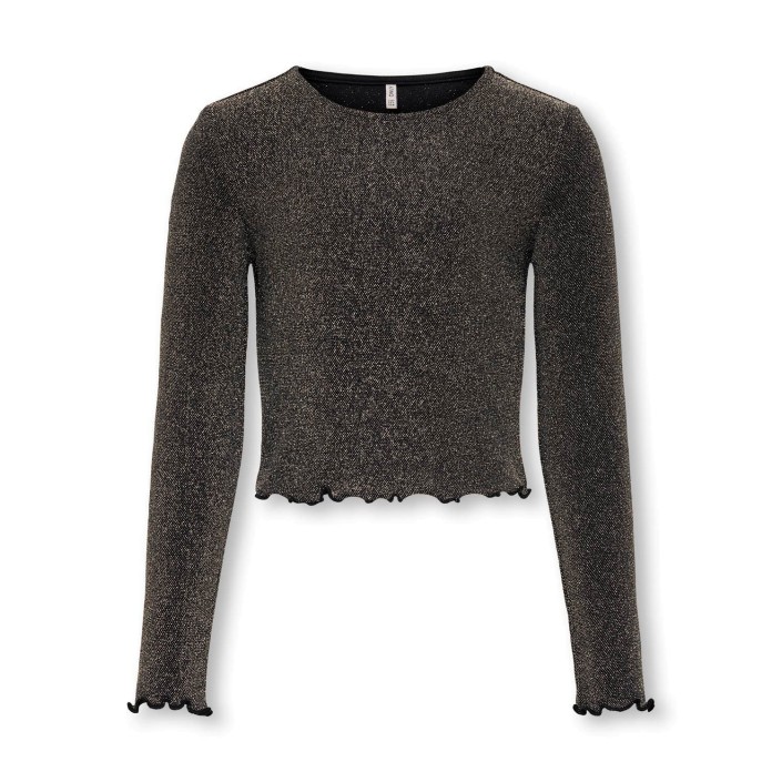 Only KOGQUEEN L/S GLITTER TOP BF JRS Black/Bronze | Freewear KOGQUEEN L/S GLITTER TOP BF JRS - www.freewear.nl - Freewear