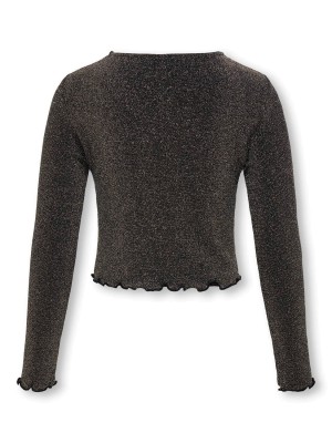Only KOGQUEEN L/S GLITTER TOP BF JRS Black/Bronze | Freewear KOGQUEEN L/S GLITTER TOP BF JRS - www.freewear.nl - Freewear
