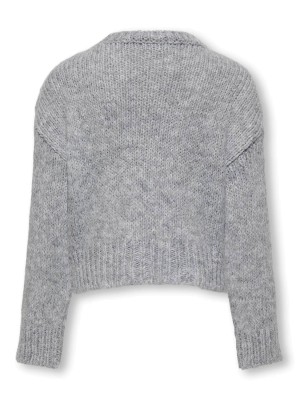Only KOGMARIE LS O-NECK SHORT KNT Light Grey Melange | Freewear KOGMARIE LS O-NECK SHORT KNT - www.freewear.nl - Freewear