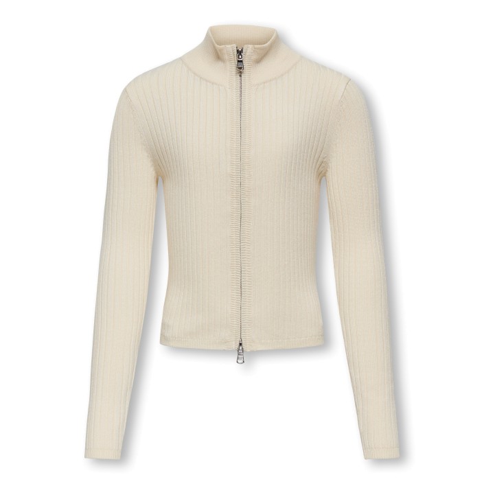 Only KOGELLA 2 WAY ZIP L/S CARDIGAN KNT Birch | Freewear KOGELLA 2 WAY ZIP L/S CARDIGAN KNT - www.freewear.nl - Freewear