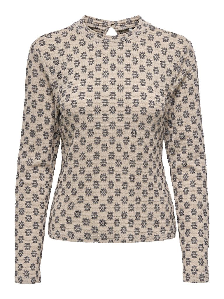 Only T-shirt Onlmarley L/s High Neck Top Cs Jrs 15334158 Humus/flower Dames Maat - XL