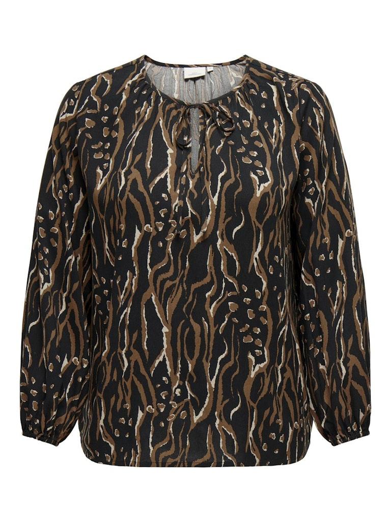 ONLY CARMAKOMA CARPEONY LIFE L/S TOP AOP BF Dames Top - Maat 48