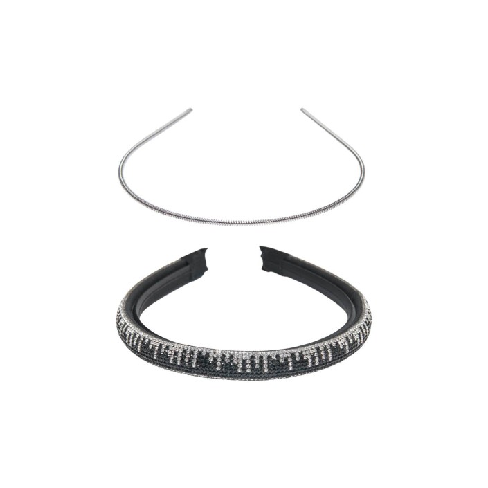 Only KOGARIA 2-PACK GLITTER HAIRBAND ACC Black/2-PACK Silver Metal | Freewear KOGARIA 2-PACK GLITTER HAIRBAND ACC - www.freewear.nl - Freewear