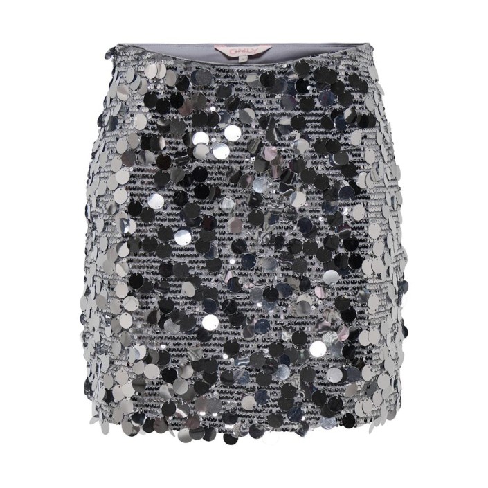 Only ONLJADEL SEQUINS SKIRT WVN Silver/W SILVER SEQUINS | Freewear ONLJADEL SEQUINS SKIRT WVN - www.freewear.nl - Freewear