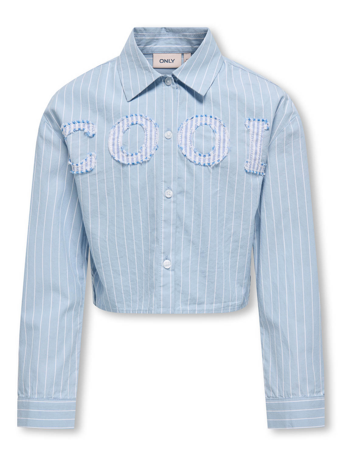 ONLY KOGETTA LS PATCH SHIRT WVN Meisjes Blouse - Soft Chambray Y/D White Stripe W. Patch