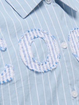 Only KOGETTA LS PATCH SHIRT WVN Soft Chambray/Y/D White Stripe w | Freewear KOGETTA LS PATCH SHIRT WVN - www.freewear.nl - Freewear
