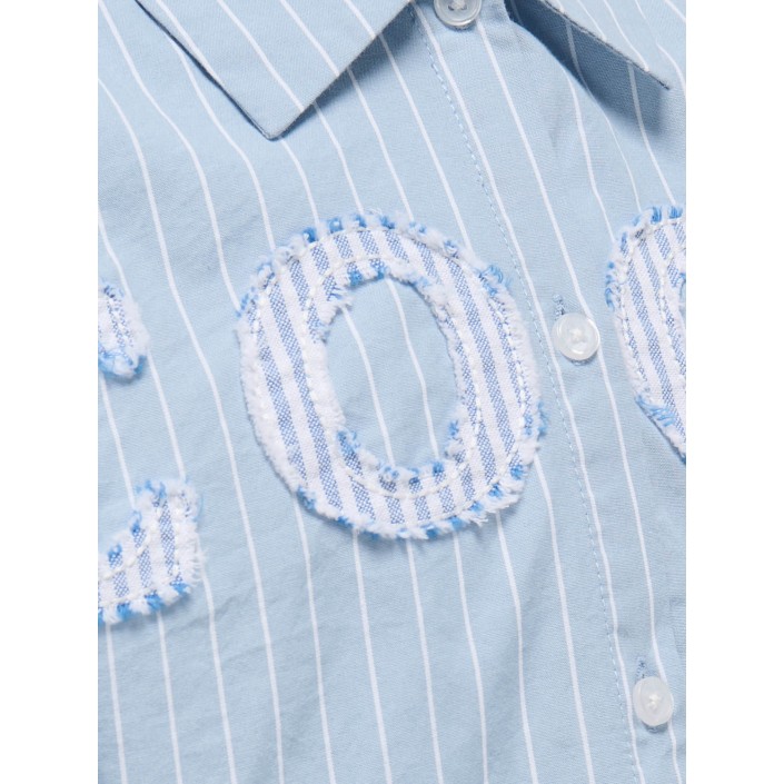 Only KOGETTA LS PATCH SHIRT WVN Soft Chambray/Y/D White Stripe w | Freewear KOGETTA LS PATCH SHIRT WVN - www.freewear.nl - Freewear