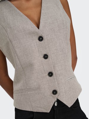 Only ONLLINDA S/L MEL FIT WAISTCOAT TLR : Fungi/MELANGE | Freewear ONLLINDA S/L MEL FIT WAISTCOAT TLR : - www.freewear.nl - Freewear