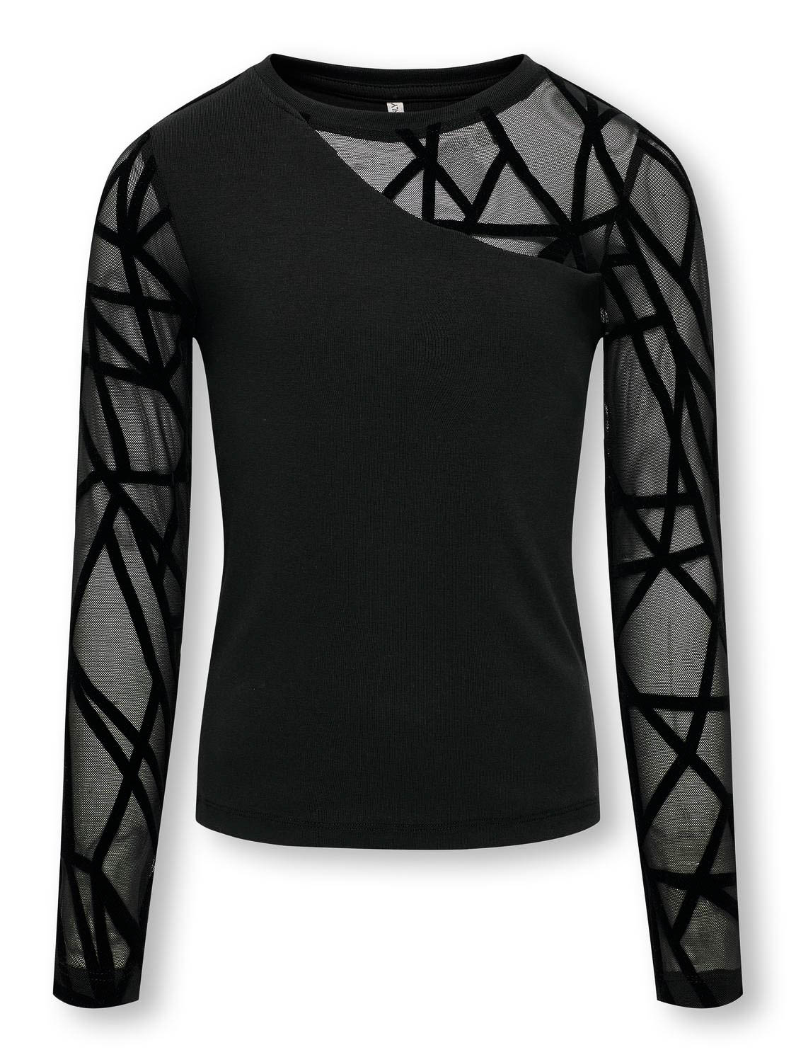 ONLY kids meisjes longsleeve COLETTE Black Geometric mesh Regular Fit