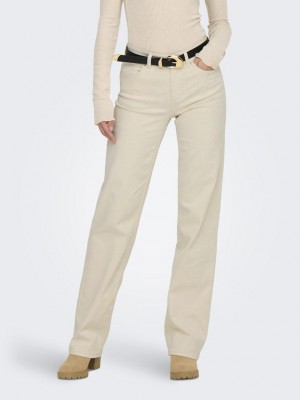 Only ONLBLUSH MID STRAIGHT DNM DOT NOOS Ecru | Freewear ONLBLUSH MID STRAIGHT DNM DOT NOOS - www.freewear.nl - Freewear