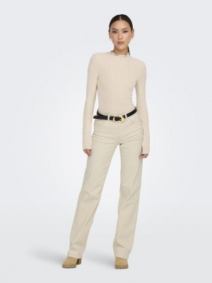 Only ONLBLUSH MID STRAIGHT DNM DOT NOOS Ecru | Freewear ONLBLUSH MID STRAIGHT DNM DOT NOOS - www.freewear.nl - Freewear