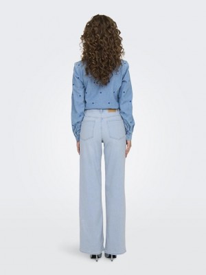 Only ONLMADISON BLUSH HW WIDE DNM CRO495: Light Blue Bleached Denim | Freewear ONLMADISON BLUSH HW WIDE DNM CRO495: - www.freewear.nl - Freewear