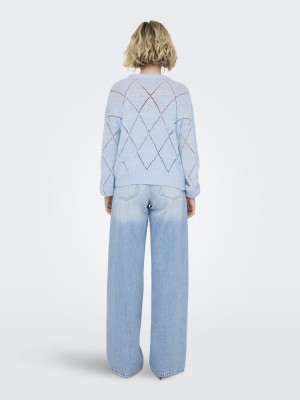 Only ONLGEENAS LS STRUCTURE O-NECK KNT Clear Sky | Freewear ONLGEENAS LS STRUCTURE O-NECK KNT - www.freewear.nl - Freewear