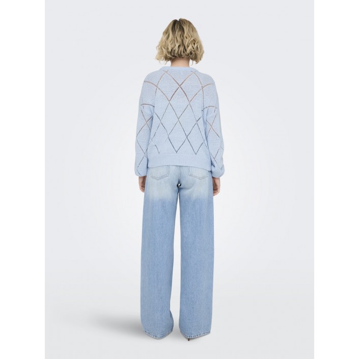 Only ONLGEENAS LS STRUCTURE O-NECK KNT Clear Sky | Freewear ONLGEENAS LS STRUCTURE O-NECK KNT - www.freewear.nl - Freewear