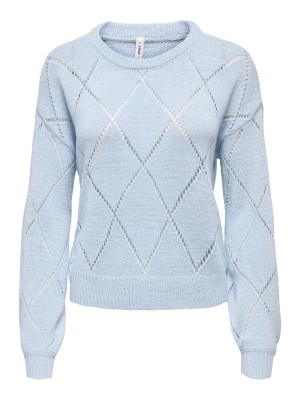 Only ONLGEENAS LS STRUCTURE O-NECK KNT Clear Sky | Freewear ONLGEENAS LS STRUCTURE O-NECK KNT - www.freewear.nl - Freewear