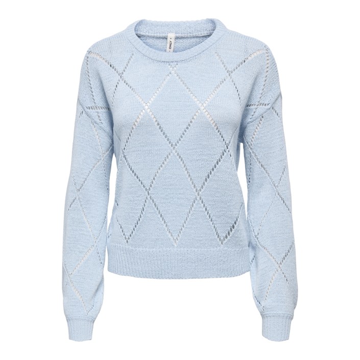 Only ONLGEENAS LS STRUCTURE O-NECK KNT Clear Sky | Freewear ONLGEENAS LS STRUCTURE O-NECK KNT - www.freewear.nl - Freewear