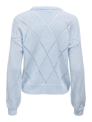 Only ONLGEENAS LS STRUCTURE O-NECK KNT Clear Sky | Freewear ONLGEENAS LS STRUCTURE O-NECK KNT - www.freewear.nl - Freewear