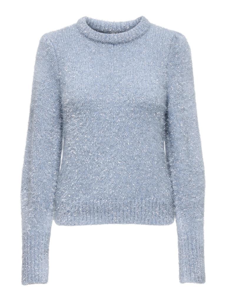 Only Trui Onlanni Ls Glitter Puff O-neck Knt 15339595 Soft Shambray/silver Gil Dames Maat - XL