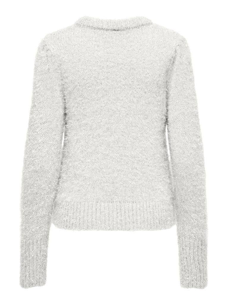 Only Trui Onlanni Ls Glitter Puff O-neck Knt 15339595 Cloud Dancer/silver Gil Dames Maat - S