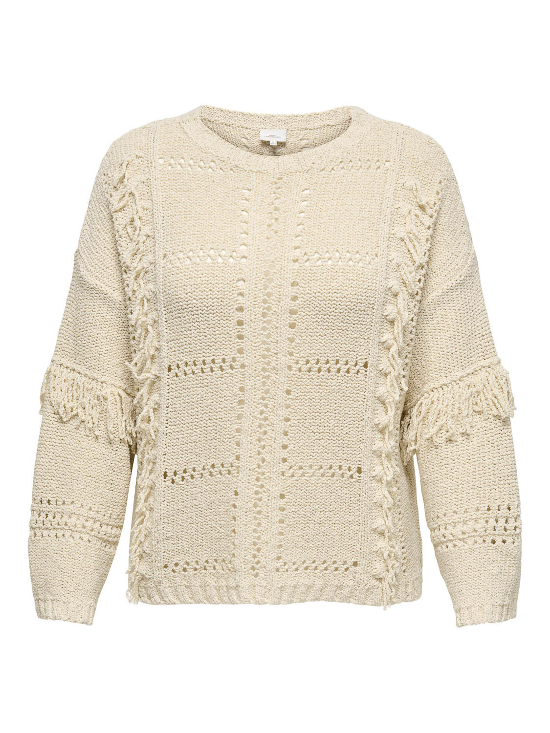 ONLY CARMAKOMA - CARYRSA LIFE LS FRINGE O-NECK KNT - Dames - Gebreide truien