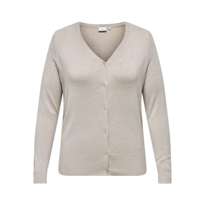 Carmakoma CARVENICE LIFE LS V-NECK CARDI KNT Whitecap Gray/MELANGE | Freewear CARVENICE LIFE LS V-NECK CARDI KNT - www.freewear.nl - Freewear