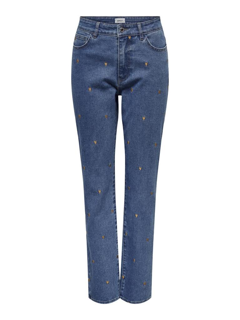 ONLY ONLRILEY EX HW STRAIGHT EMB GUA DNM CS Dames Jeans - Maat W26 X L32