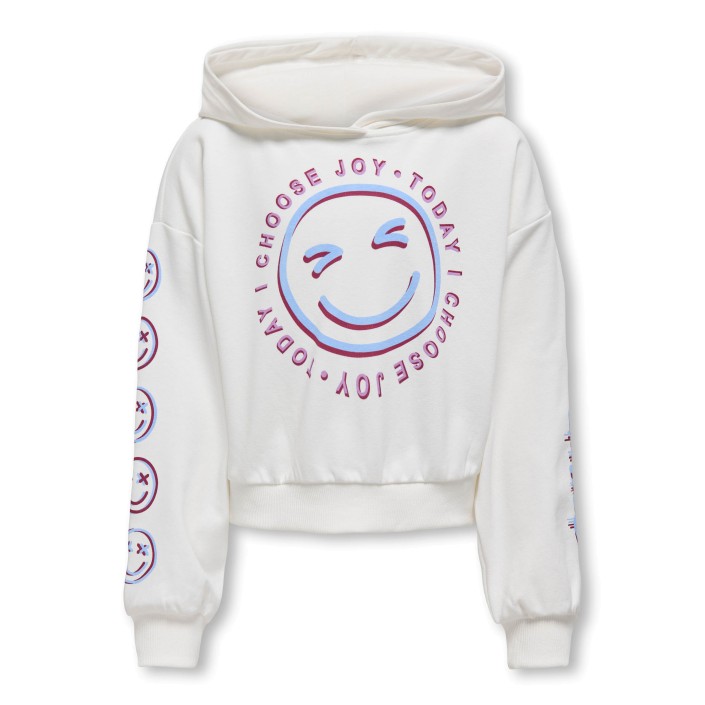 Only KOGSMILE LIFE L/S HOOD UB SWT NOOS Cloud Dancer/Cheerful | Freewear KOGSMILE LIFE L/S HOOD UB SWT NOOS - www.freewear.nl - Freewear