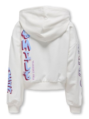 Only KOGSMILE LIFE L/S HOOD UB SWT NOOS Cloud Dancer/Cheerful | Freewear KOGSMILE LIFE L/S HOOD UB SWT NOOS - www.freewear.nl - Freewear