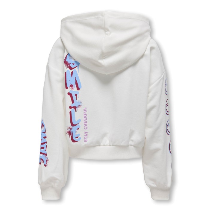 Only KOGSMILE LIFE L/S HOOD UB SWT NOOS Cloud Dancer/Cheerful | Freewear KOGSMILE LIFE L/S HOOD UB SWT NOOS - www.freewear.nl - Freewear