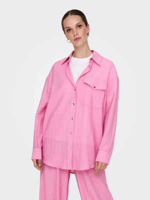 Only ONLTANIA LIFE LS SHIRT WVN Fuchsia Pink | Freewear ONLTANIA LIFE LS SHIRT WVN - www.freewear.nl - Freewear